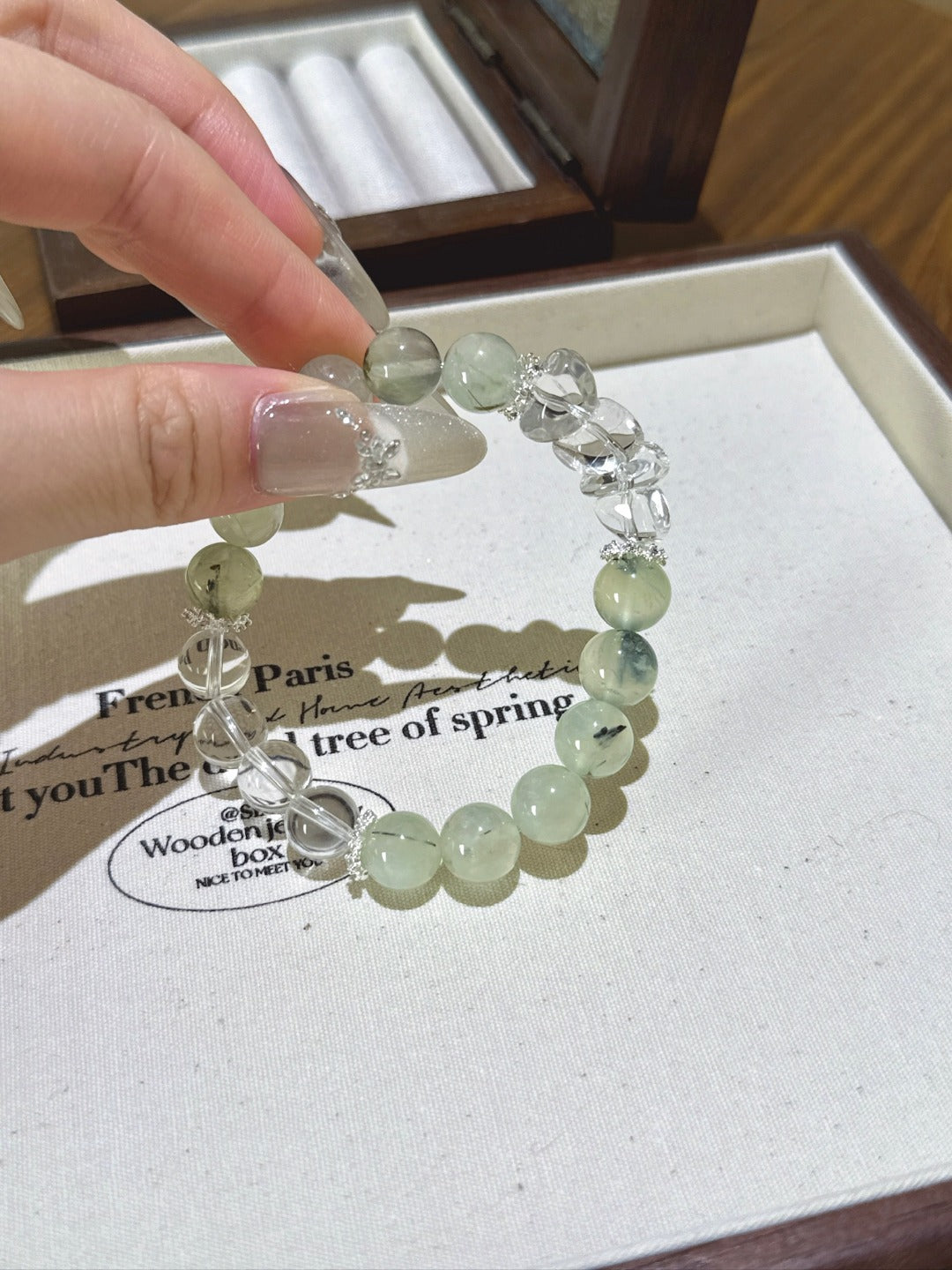 ▫️▪️ Prehnite white crystal bracelet